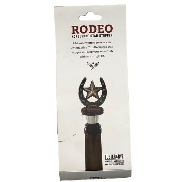 Foster & Rye Rodeo Horseshoe Star Agate Lot 3 Wine Bottle Stopper New In Package - Picture 4 of 9